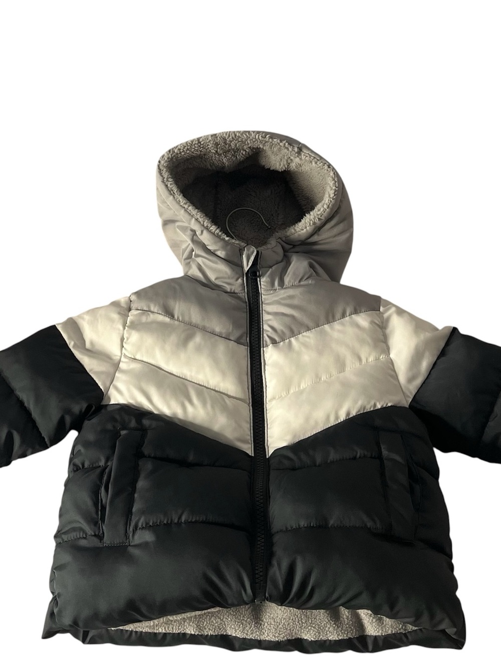 Swiss Tech Kids Hooded Puffer Jacket in Black and Grey Boys size 12 months